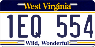WV license plate 1EQ554