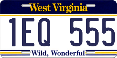 WV license plate 1EQ555