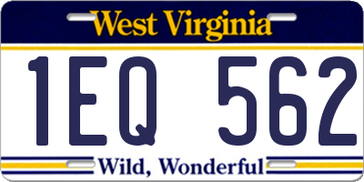 WV license plate 1EQ562