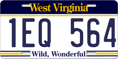 WV license plate 1EQ564