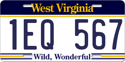 WV license plate 1EQ567