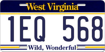 WV license plate 1EQ568