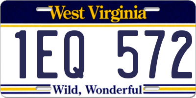 WV license plate 1EQ572