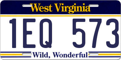 WV license plate 1EQ573