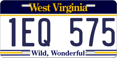 WV license plate 1EQ575
