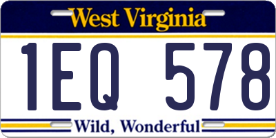 WV license plate 1EQ578
