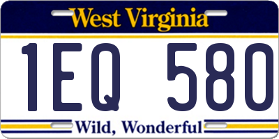 WV license plate 1EQ580