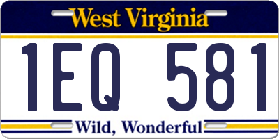 WV license plate 1EQ581