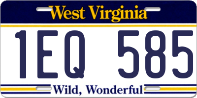 WV license plate 1EQ585