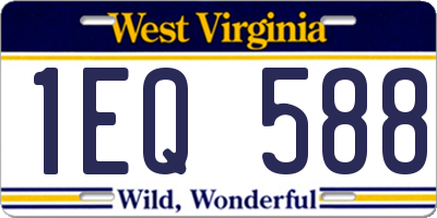 WV license plate 1EQ588
