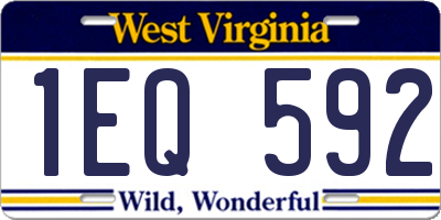 WV license plate 1EQ592