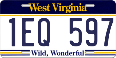 WV license plate 1EQ597