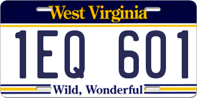 WV license plate 1EQ601