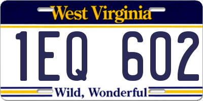 WV license plate 1EQ602