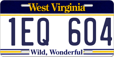 WV license plate 1EQ604