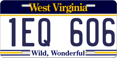 WV license plate 1EQ606