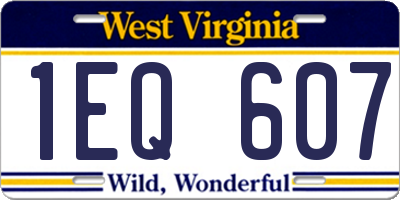 WV license plate 1EQ607