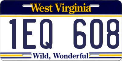 WV license plate 1EQ608