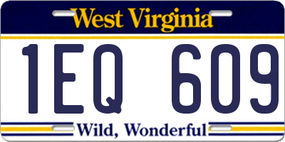 WV license plate 1EQ609
