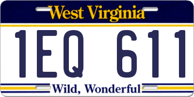 WV license plate 1EQ611