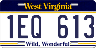 WV license plate 1EQ613