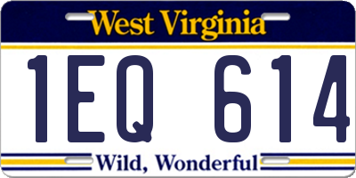 WV license plate 1EQ614