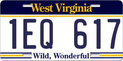 WV license plate 1EQ617