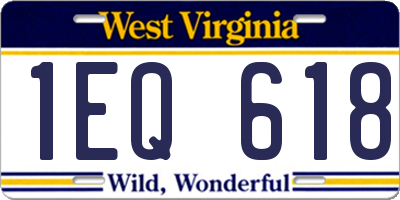 WV license plate 1EQ618