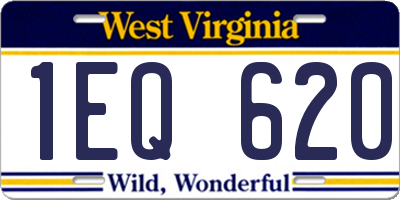 WV license plate 1EQ620