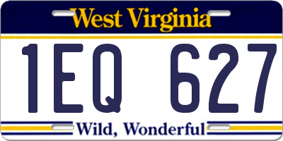 WV license plate 1EQ627