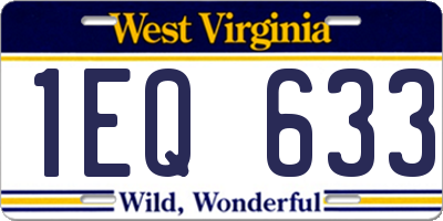 WV license plate 1EQ633