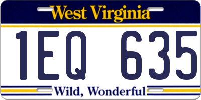 WV license plate 1EQ635