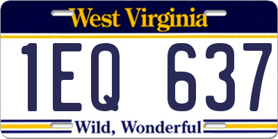 WV license plate 1EQ637