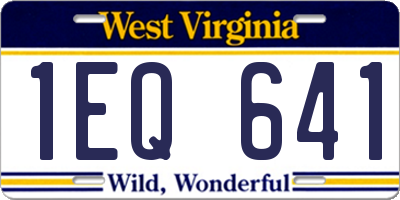 WV license plate 1EQ641