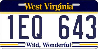 WV license plate 1EQ643