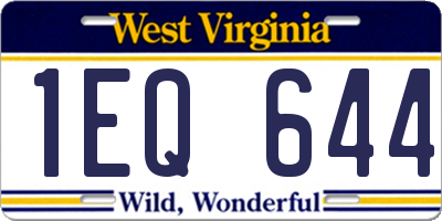 WV license plate 1EQ644