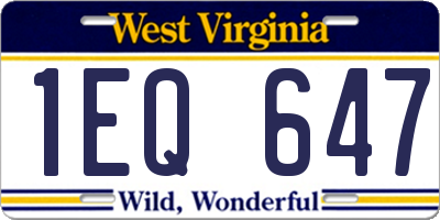 WV license plate 1EQ647