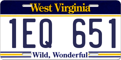 WV license plate 1EQ651