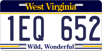WV license plate 1EQ652