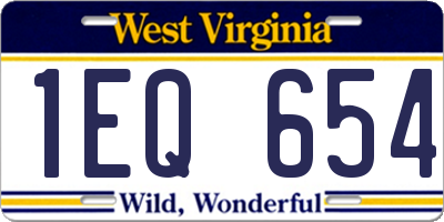 WV license plate 1EQ654