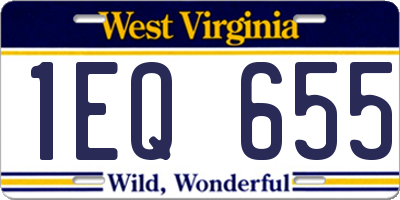 WV license plate 1EQ655