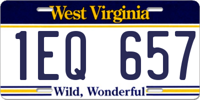 WV license plate 1EQ657