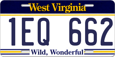WV license plate 1EQ662