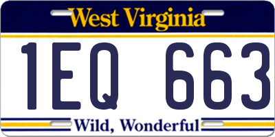 WV license plate 1EQ663