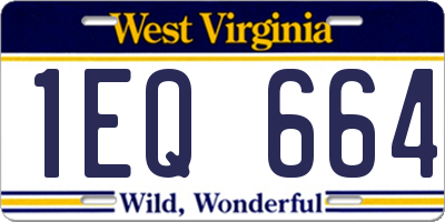 WV license plate 1EQ664