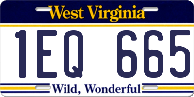 WV license plate 1EQ665