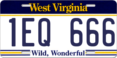 WV license plate 1EQ666