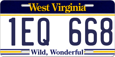 WV license plate 1EQ668