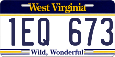 WV license plate 1EQ673