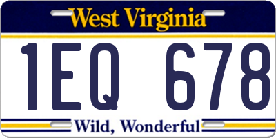 WV license plate 1EQ678